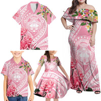 Aloha Hawaii Maui Family Matching Off Shoulder Maxi Dress and Hawaiian Shirt Goddess Lokelani Rose