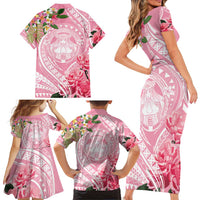 Aloha Hawaii Maui Family Matching Short Sleeve Bodycon Dress and Hawaiian Shirt Goddess Lokelani Rose