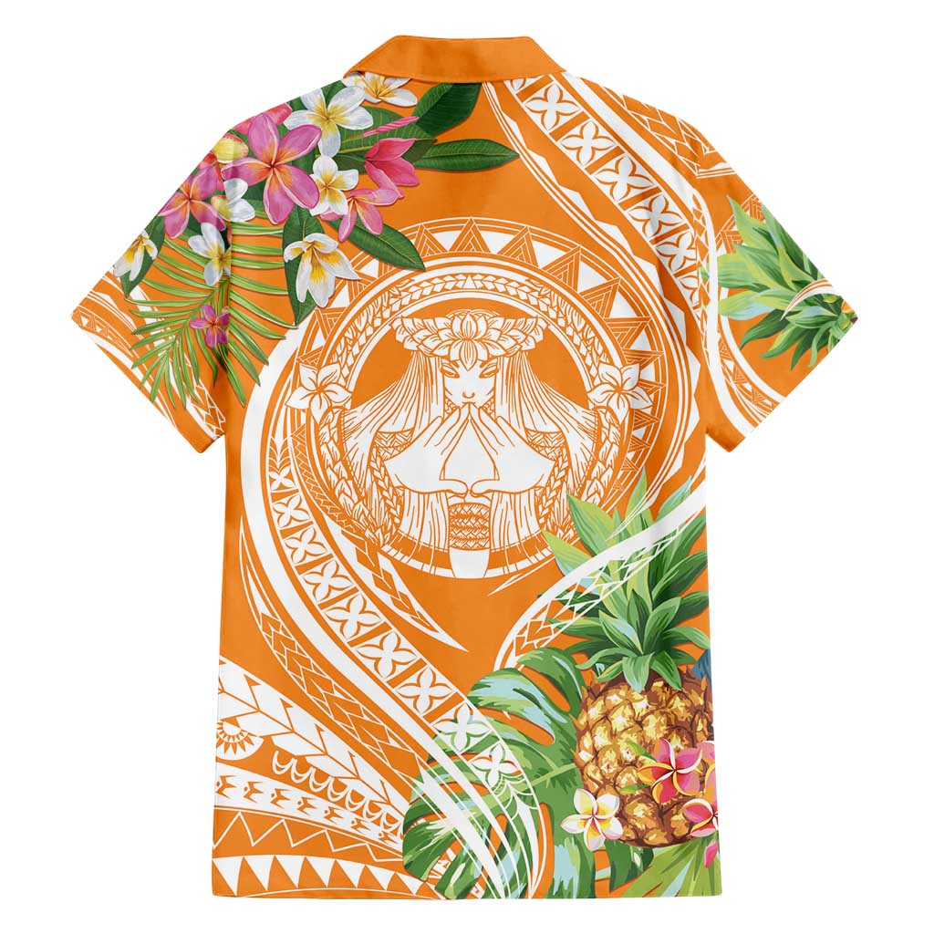 Aloha Hawaii Lanai Family Matching Off Shoulder Maxi Dress and Hawaiian Shirt Frangipani Mix Pineapple