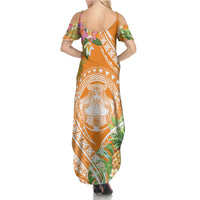 Aloha Hawaii Lanai Summer Maxi Dress Frangipani Mix Pineapple