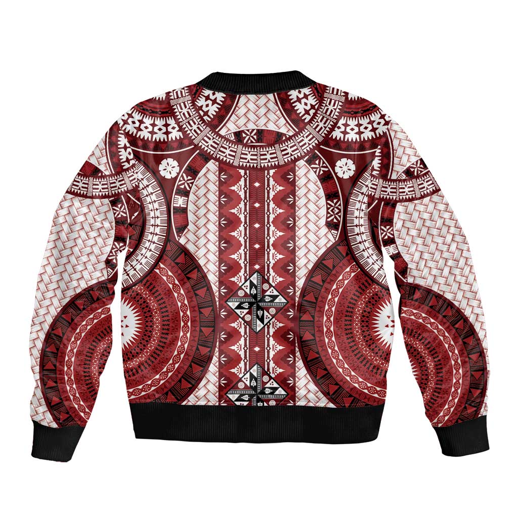 Bula Fiji Vintage Bomber Jacket Scarlet Masi Motifs