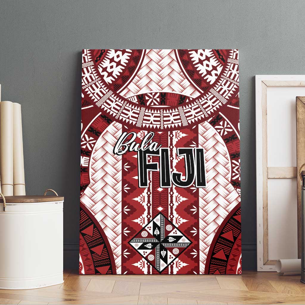 Bula Fiji Vintage Canvas Wall Art Scarlet Masi Motifs