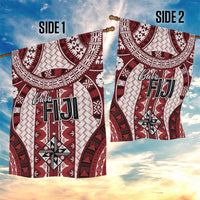 Bula Fiji Vintage Garden Flag Scarlet Masi Motifs LT7 - Polynesian Pride