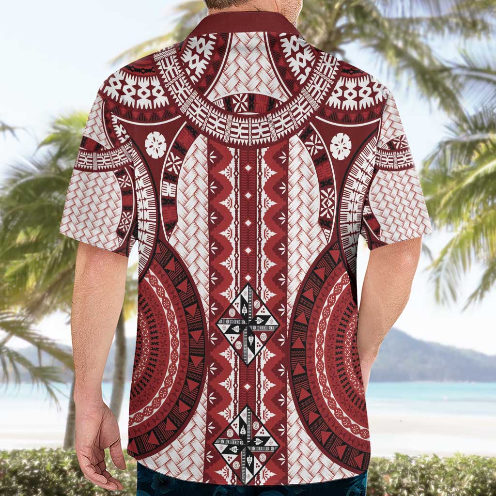 Bula Fiji Vintage Hawaiian Shirt Scarlet Masi Motifs