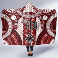 Bula Fiji Vintage Hooded Blanket Scarlet Masi Motifs LT7 One Size Scarlet - Polynesian Pride