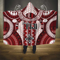 Bula Fiji Vintage Hooded Blanket Scarlet Masi Motifs LT7 - Polynesian Pride