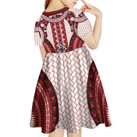 Bula Fiji Vintage Kid Short Sleeve Dress Scarlet Masi Motifs