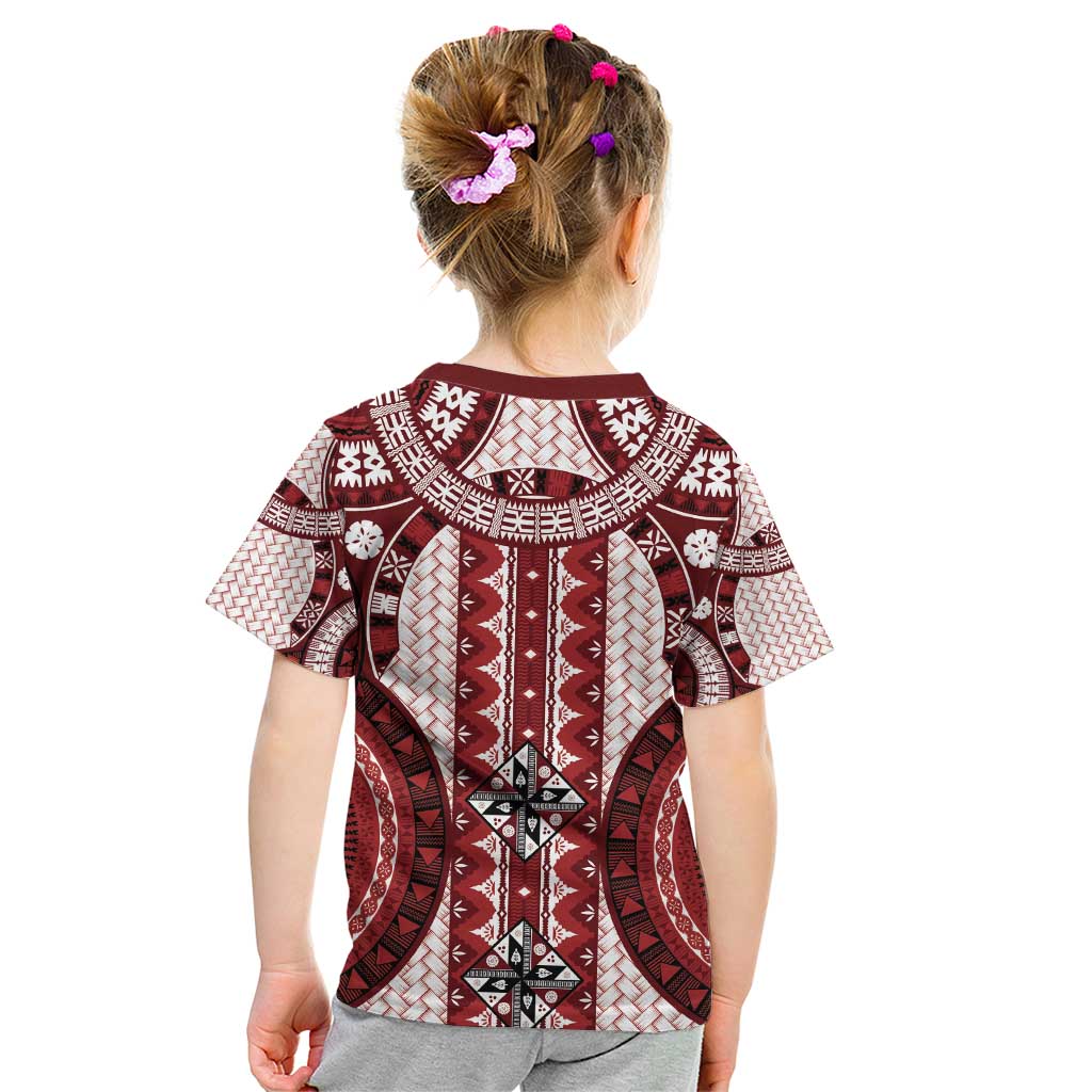 Bula Fiji Vintage Kid T Shirt Scarlet Masi Motifs LT7 - Polynesian Pride