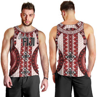 Bula Fiji Vintage Men Tank Top Scarlet Masi Motifs LT7 - Polynesian Pride