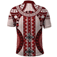 Bula Fiji Vintage Polo Shirt Scarlet Masi Motifs LT7 - Polynesian Pride