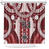 Bula Fiji Vintage Shower Curtain Scarlet Masi Motifs