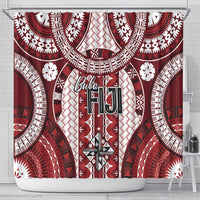 Bula Fiji Vintage Shower Curtain Scarlet Masi Motifs