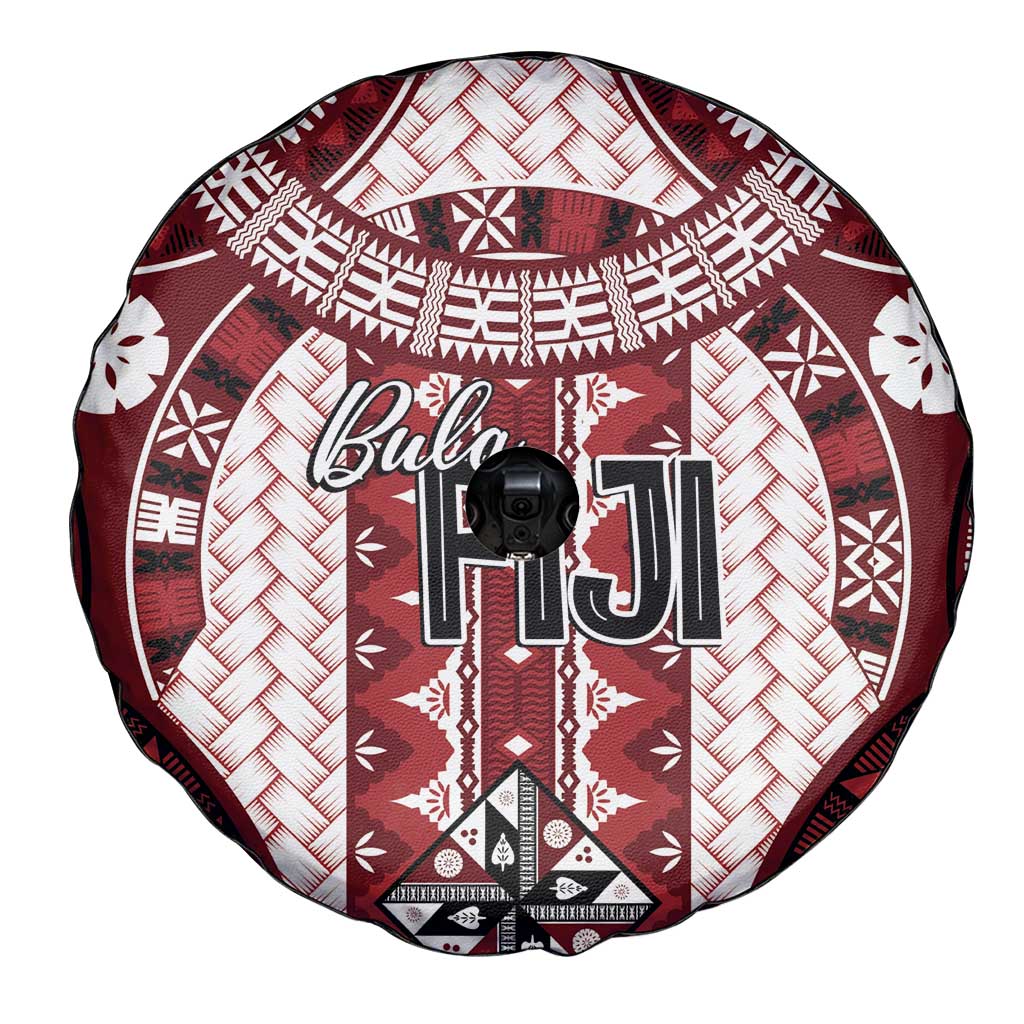 Bula Fiji Vintage Spare Tire Cover Scarlet Masi Motifs