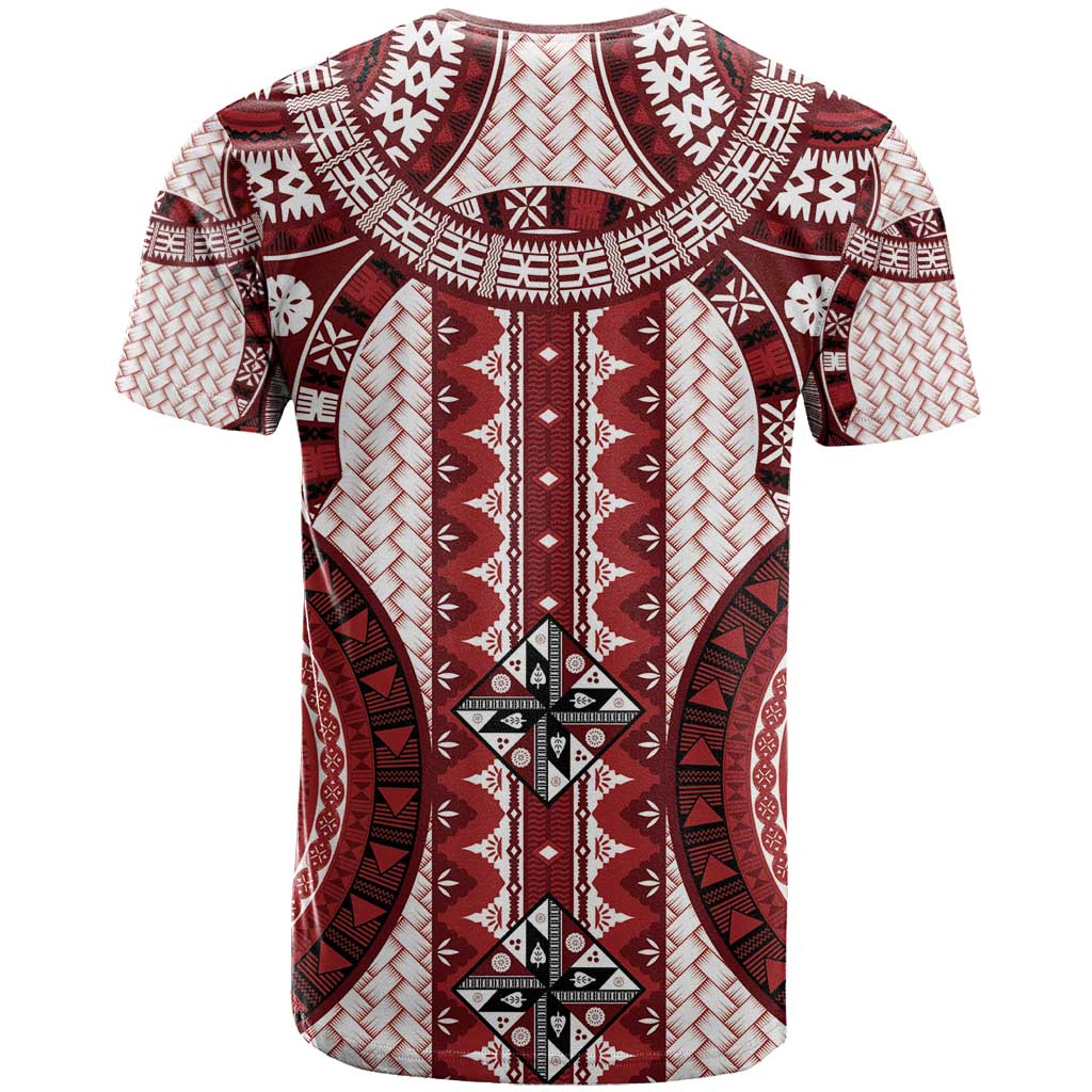 Bula Fiji Vintage T Shirt Scarlet Masi Motifs LT7 - Polynesian Pride