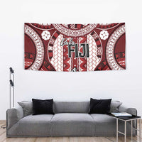 Bula Fiji Vintage Tapestry Scarlet Masi Motifs LT7 - Polynesian Pride