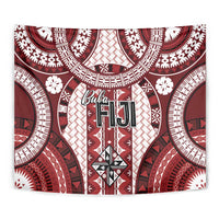 Bula Fiji Vintage Tapestry Scarlet Masi Motifs LT7 - Polynesian Pride