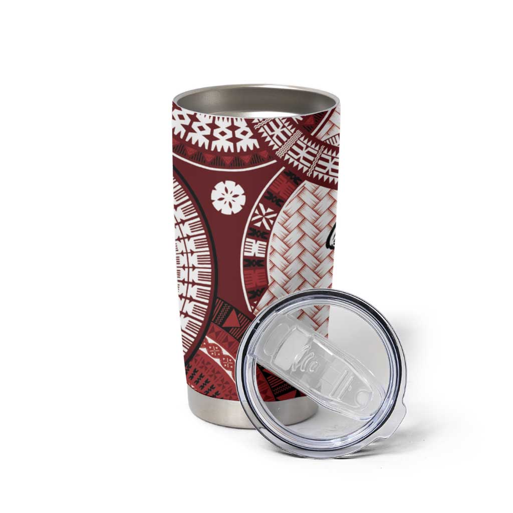 Bula Fiji Vintage Tumbler Cup Scarlet Masi Motifs