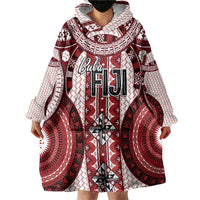 Bula Fiji Vintage Wearable Blanket Hoodie Scarlet Masi Motifs