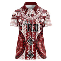 Bula Fiji Vintage Women Polo Shirt Scarlet Masi Motifs