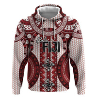 Bula Fiji Vintage Zip Hoodie Scarlet Masi Motifs