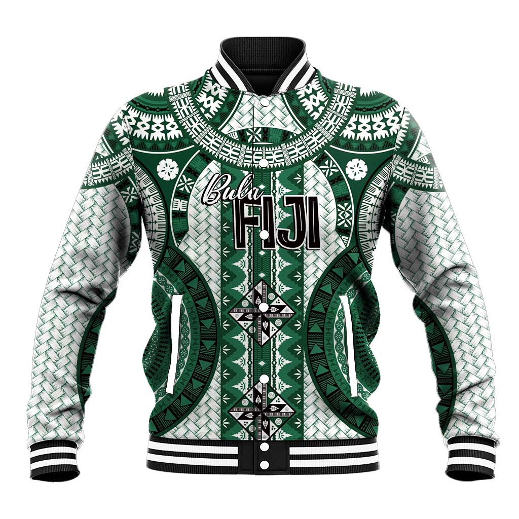 Bula Fiji Vintage Baseball Jacket Phthalo Green Masi Motifs LT7 Unisex Phthalo Green - Polynesian Pride