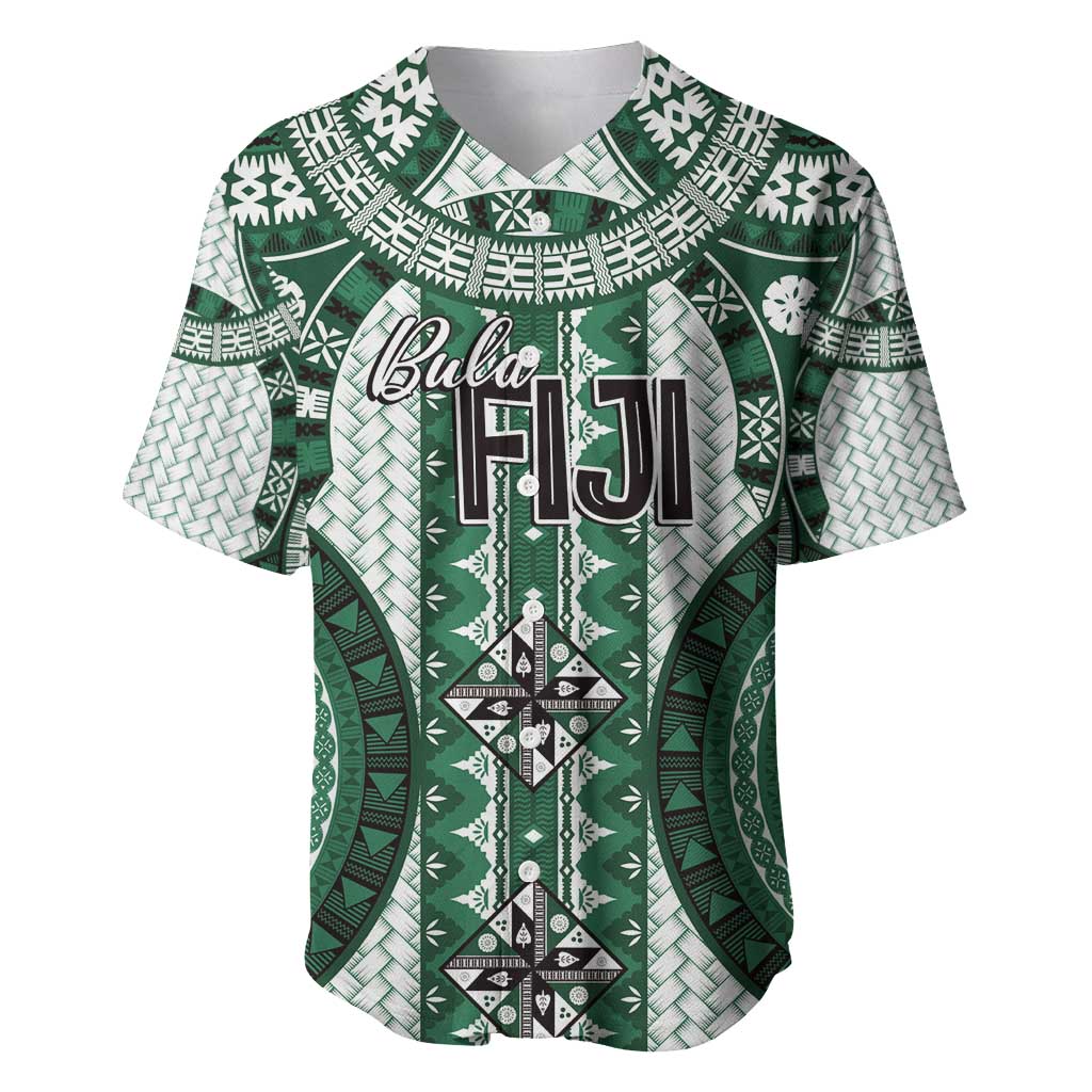 Bula Fiji Vintage Baseball Jersey Phthalo Green Masi Motifs LT7 Phthalo Green - Polynesian Pride