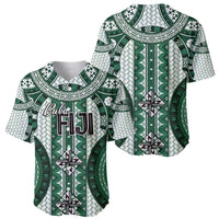 Bula Fiji Vintage Baseball Jersey Phthalo Green Masi Motifs LT7 - Polynesian Pride