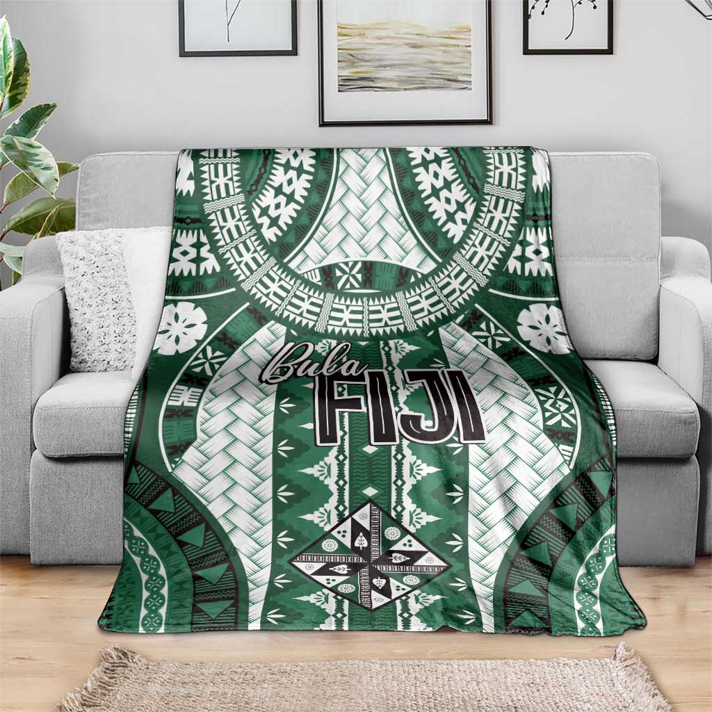 Bula Fiji Vintage Blanket Phthalo Green Masi Motifs