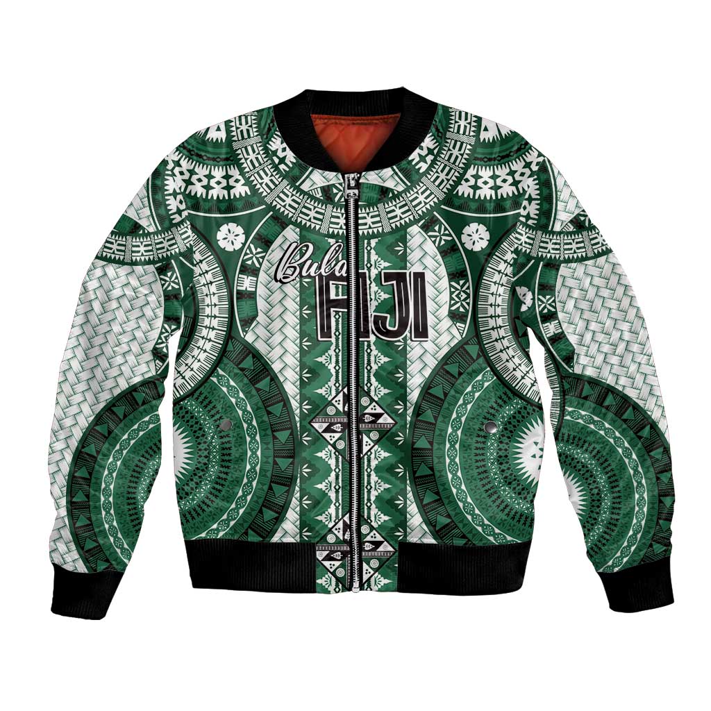 Bula Fiji Vintage Bomber Jacket Phthalo Green Masi Motifs