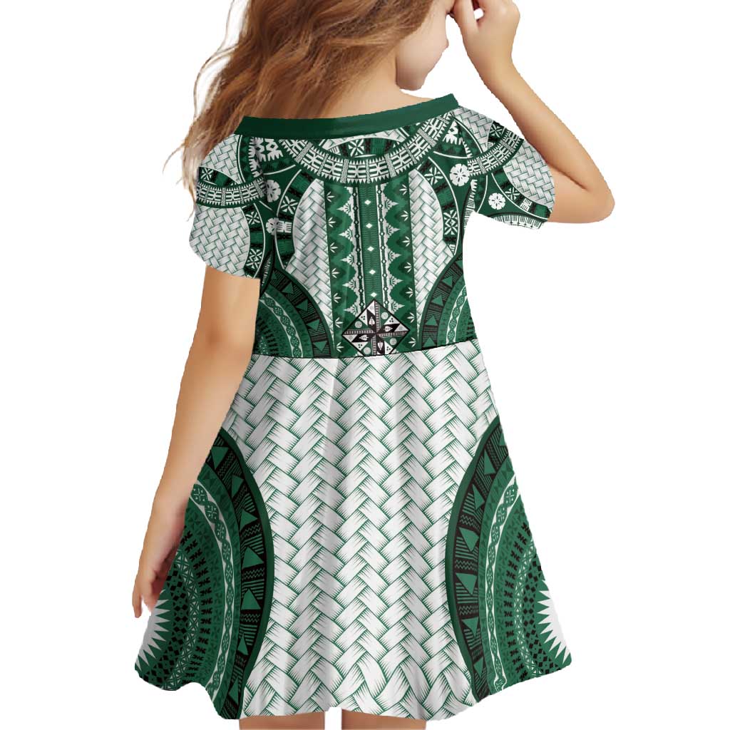 Bula Fiji Vintage Family Matching Mermaid Dress and Hawaiian Shirt Phthalo Green Masi Motifs