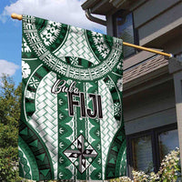 Bula Fiji Vintage Garden Flag Phthalo Green Masi Motifs