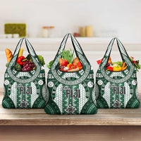Bula Fiji Vintage Grocery Bag Phthalo Green Masi Motifs