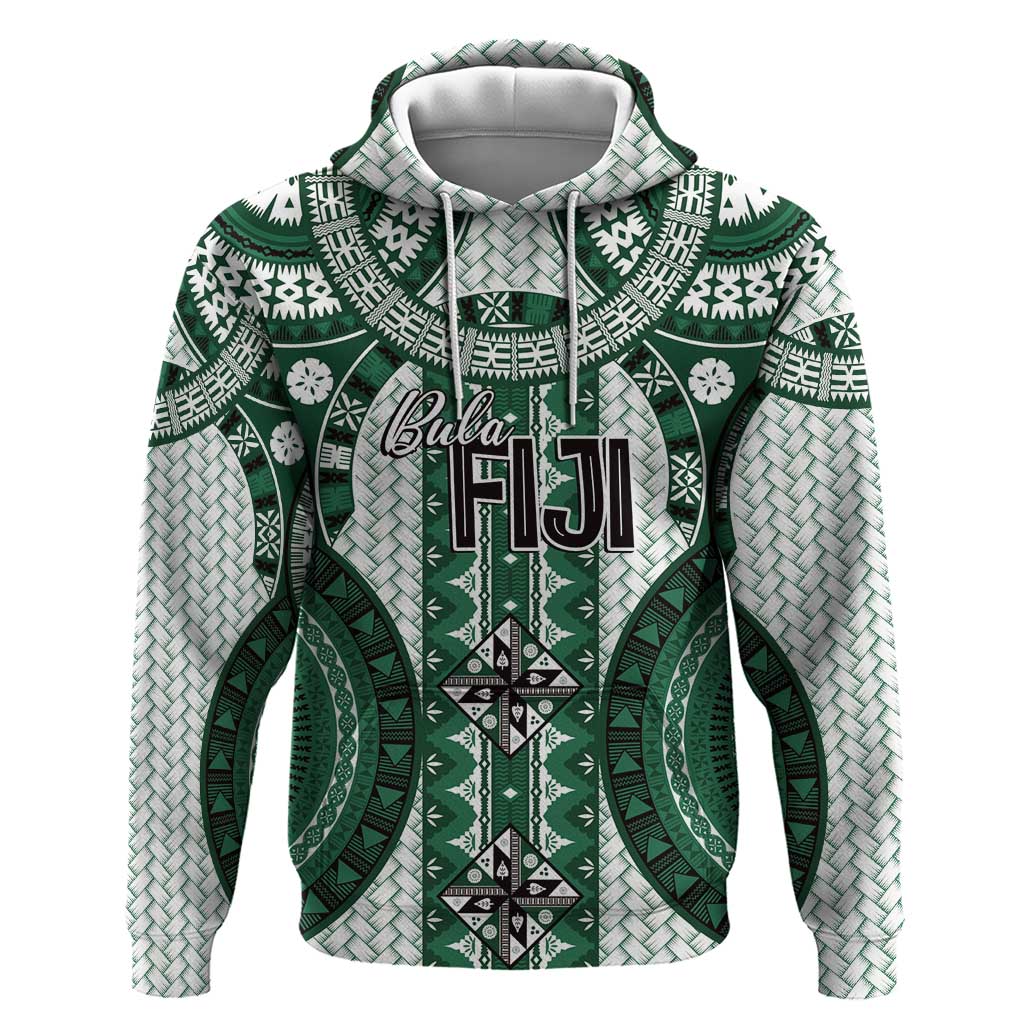 Bula Fiji Vintage Hoodie Phthalo Green Masi Motifs