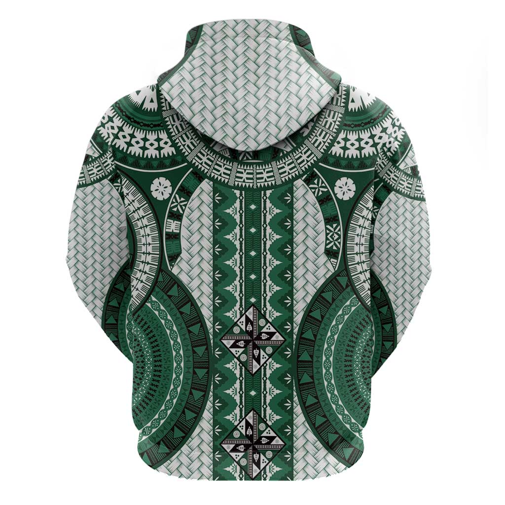 Bula Fiji Vintage Hoodie Phthalo Green Masi Motifs