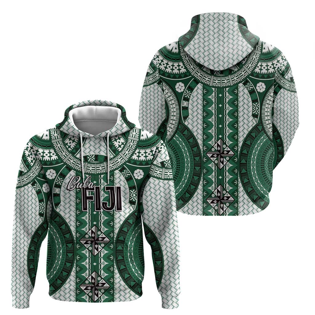 Bula Fiji Vintage Hoodie Phthalo Green Masi Motifs