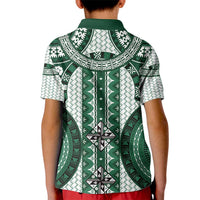 Bula Fiji Vintage Kid Polo Shirt Phthalo Green Masi Motifs LT7 - Polynesian Pride