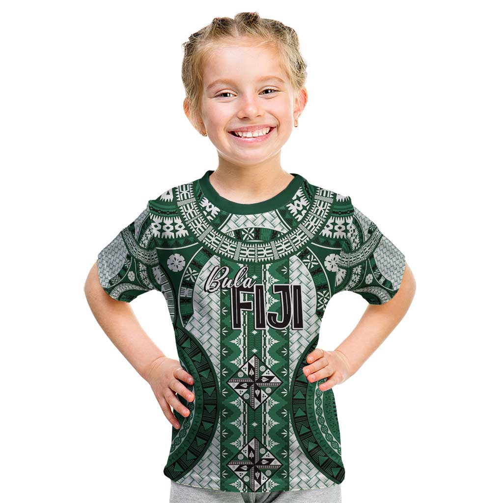 Bula Fiji Vintage Kid T Shirt Phthalo Green Masi Motifs LT7 Phthalo Green - Polynesian Pride