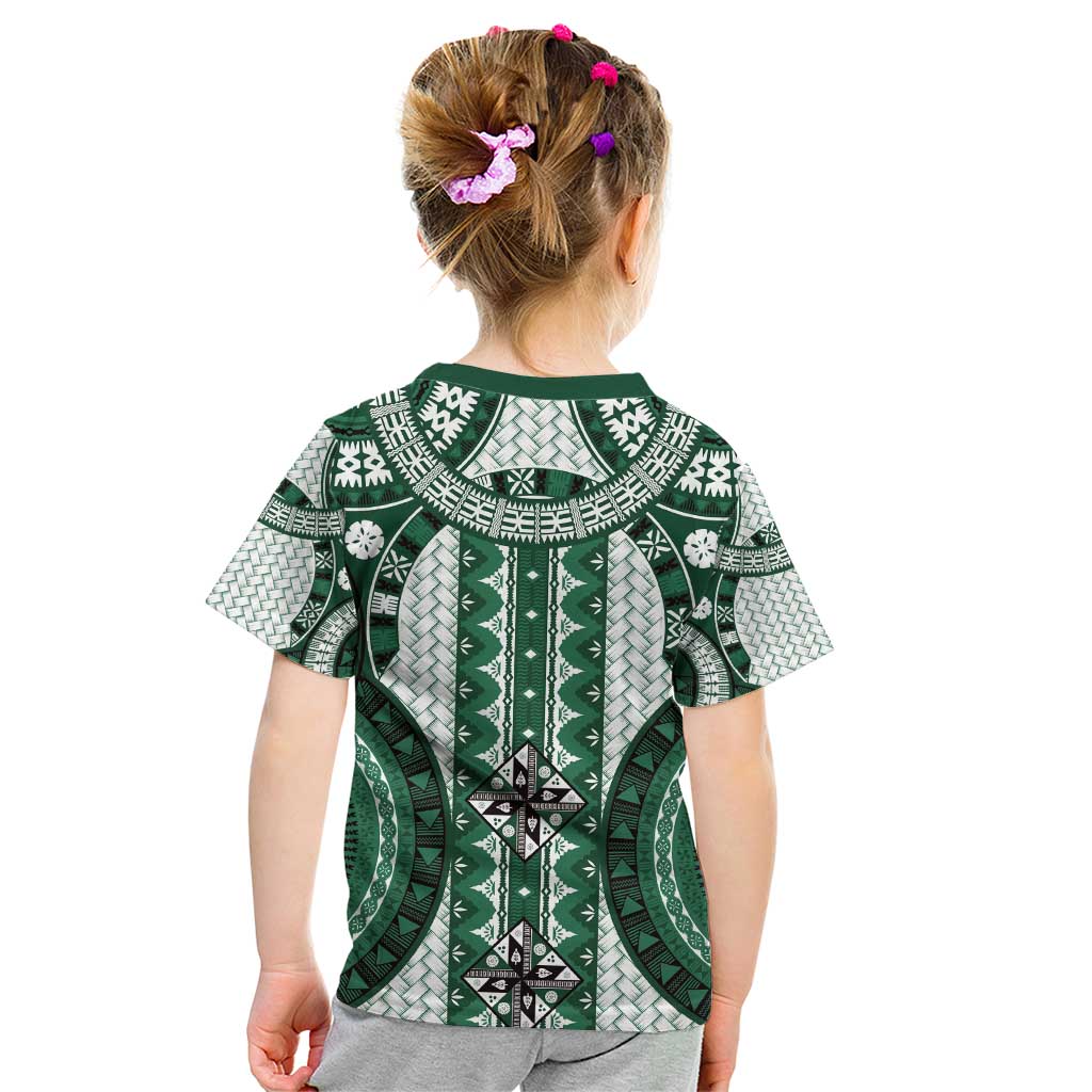 Bula Fiji Vintage Kid T Shirt Phthalo Green Masi Motifs LT7 - Polynesian Pride