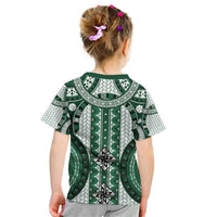 Bula Fiji Vintage Kid T Shirt Phthalo Green Masi Motifs LT7 - Polynesian Pride
