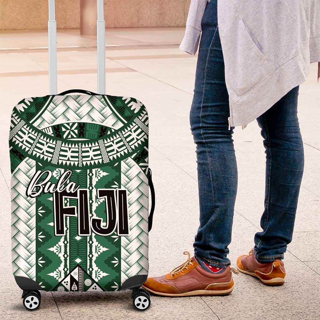 Bula Fiji Vintage Luggage Cover Phthalo Green Masi Motifs