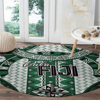 Bula Fiji Vintage Round Carpet Phthalo Green Masi Motifs