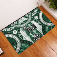 Bula Fiji Vintage Rubber Doormat Phthalo Green Masi Motifs LT7 - Polynesian Pride