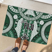 Bula Fiji Vintage Rubber Doormat Phthalo Green Masi Motifs LT7 - Polynesian Pride
