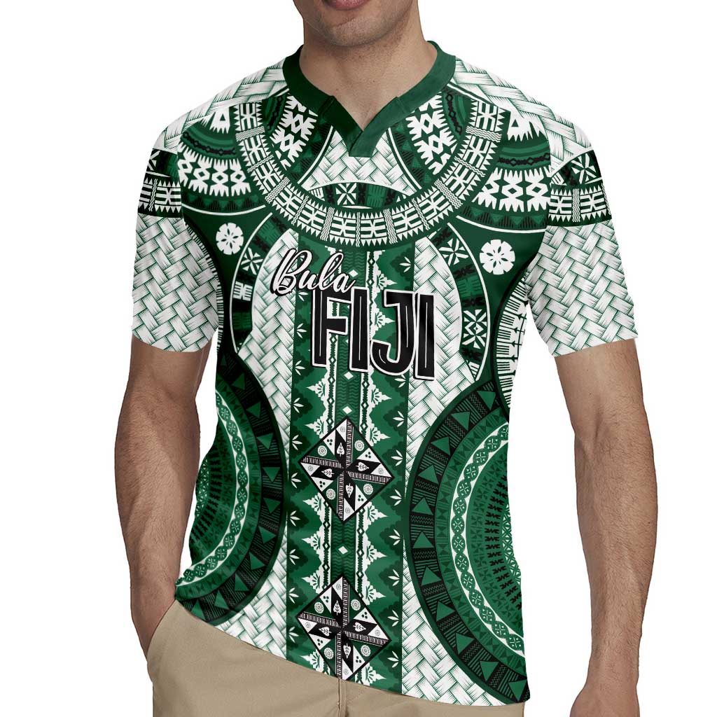 Bula Fiji Vintage Rugby Jersey Phthalo Green Masi Motifs