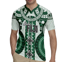 Bula Fiji Vintage Rugby Jersey Phthalo Green Masi Motifs