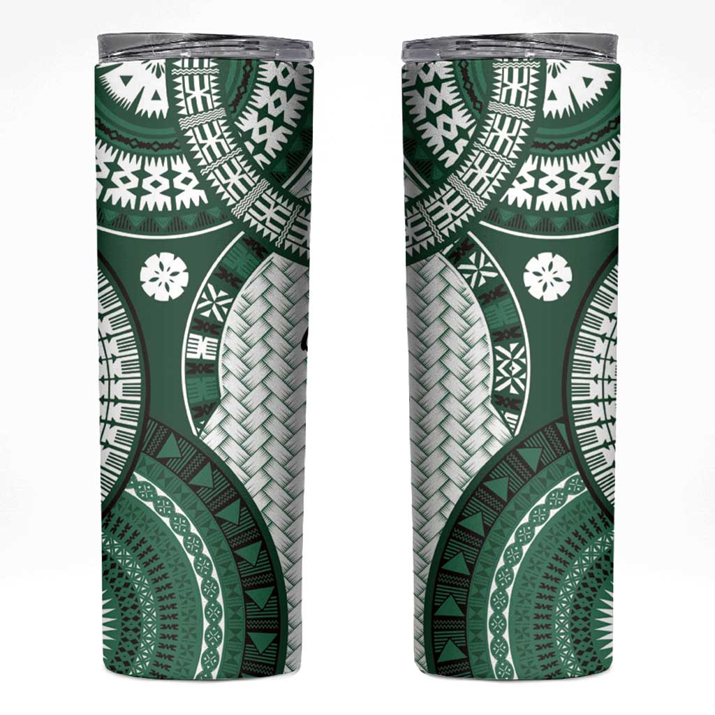 Bula Fiji Vintage Skinny Tumbler Phthalo Green Masi Motifs