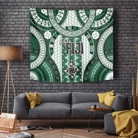 Bula Fiji Vintage Tapestry Phthalo Green Masi Motifs LT7 Phthalo Green - Polynesian Pride