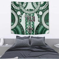 Bula Fiji Vintage Tapestry Phthalo Green Masi Motifs LT7 - Polynesian Pride