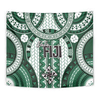 Bula Fiji Vintage Tapestry Phthalo Green Masi Motifs LT7 - Polynesian Pride