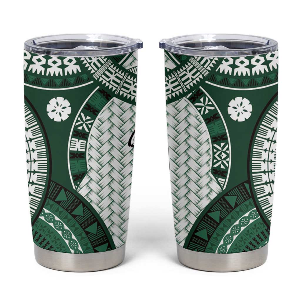 Bula Fiji Vintage Tumbler Cup Phthalo Green Masi Motifs